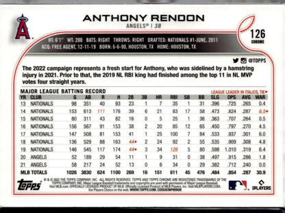 2022 Topps Chrome Sonic #126 Anthony Rendon Black & White RayWave