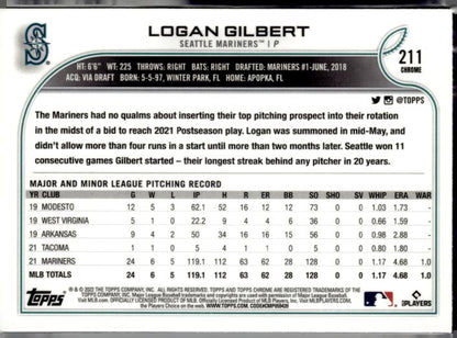 2022 Topps Chrome Sonic #211 Logan Gilbert