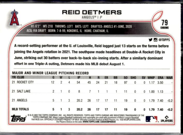 2022 Topps Chrome Sonic #79 Reid Detmers