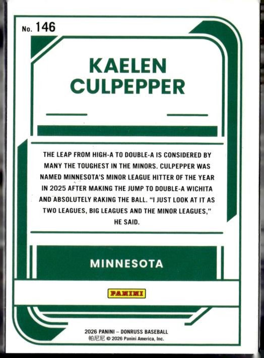 2026 Donruss #146 Kaelen Culpepper