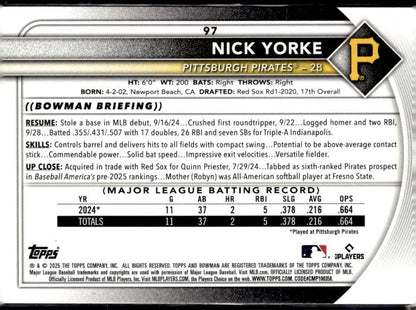 2025 Bowman #97 Nick Yorke