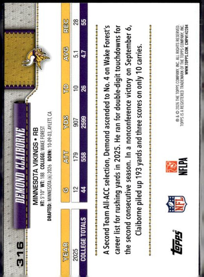 2026 Topps Flagship #316 Demond Claiborne