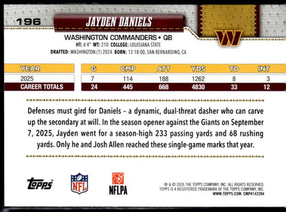 2026 Topps Flagship #196 Jayden Daniels