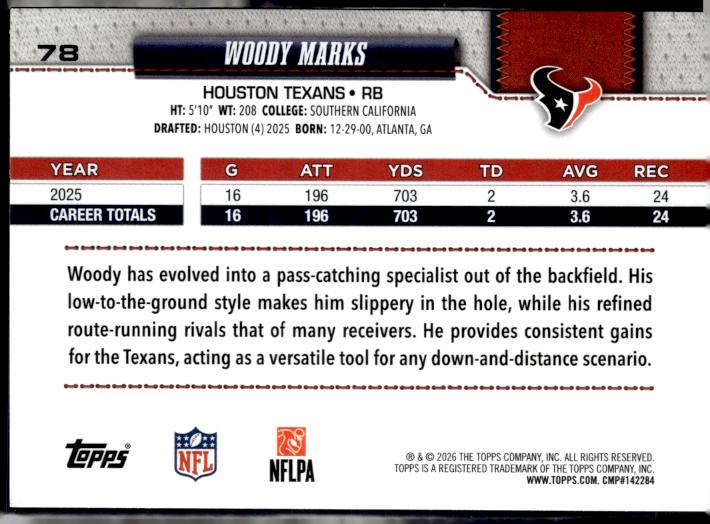 2026 Topps Flagship #78 Woody Marks