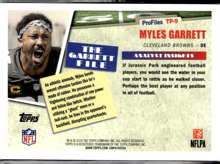 2026 Topps Flagship #TP-9 Myles Garrett Topps Profiles