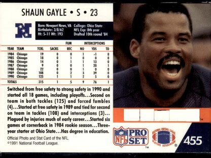 1991 Pro Set #455 Shaun Gayle