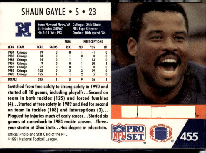 1991 Pro Set #455 Shaun Gayle