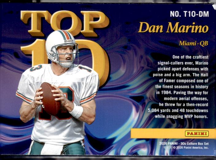 2026 Panini Decades 90s Pop Culture #T10-DM Dan Marino Top 10 Silver