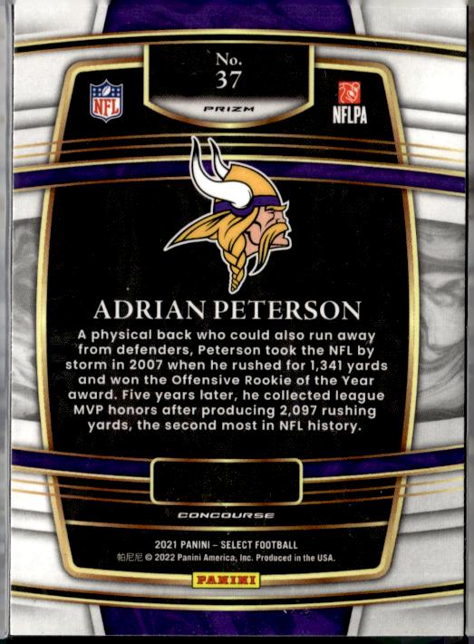 2021 Panini Select #37 Adrian Peterson Silver Prizm