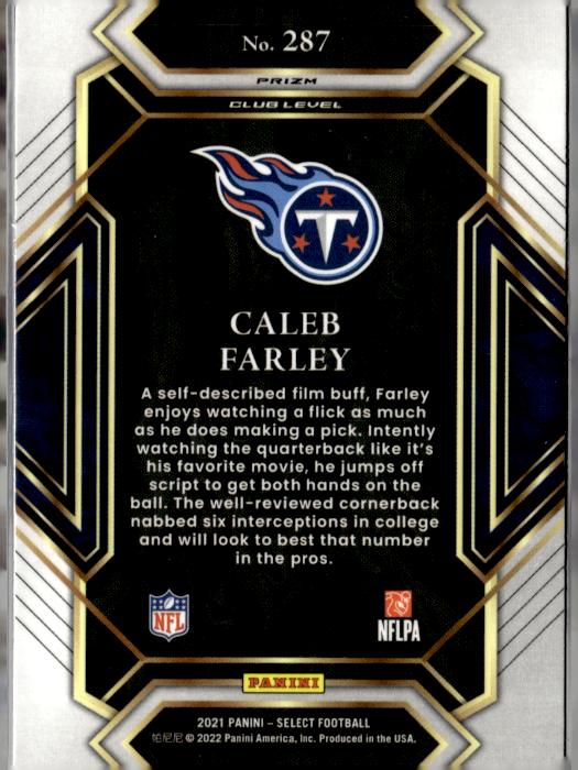 2021 Panini Select #287 Caleb Farley Silver Prizm