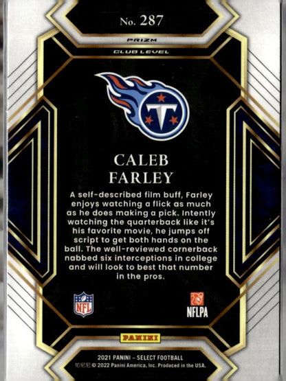 2021 Panini Select #287 Caleb Farley Silver Prizm