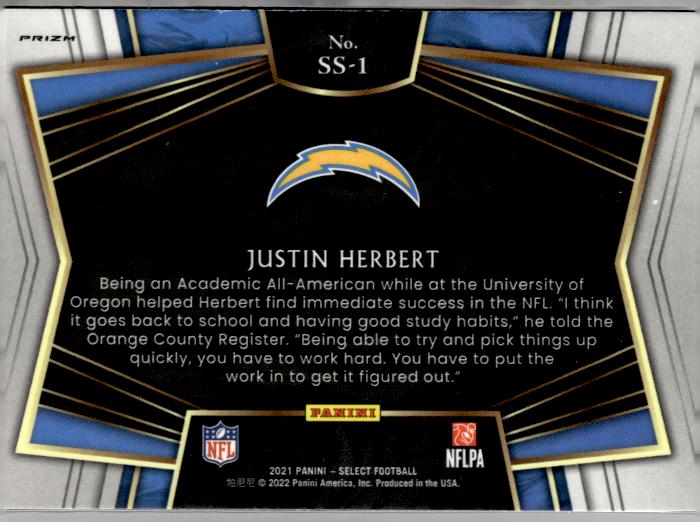 2021 Panini Select #SS-1 Justin Herbert Snapshots Prizm