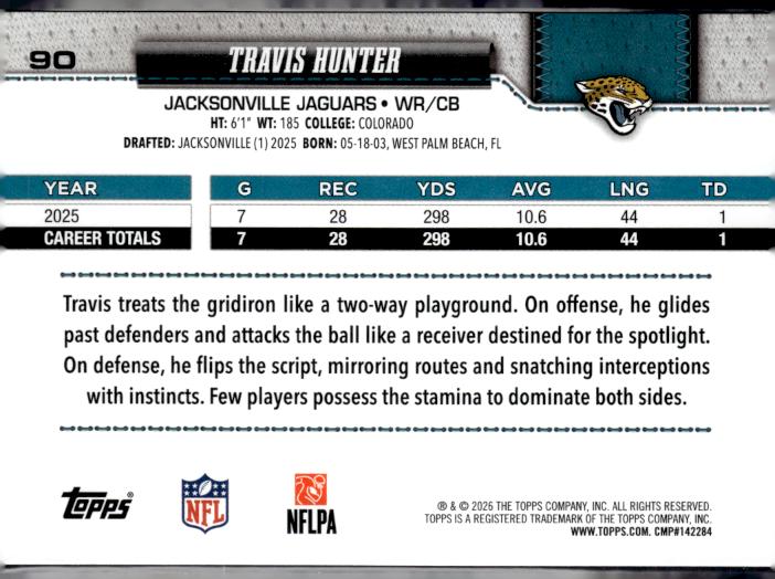 2026 Topps Flagship #90 Travis Hunter