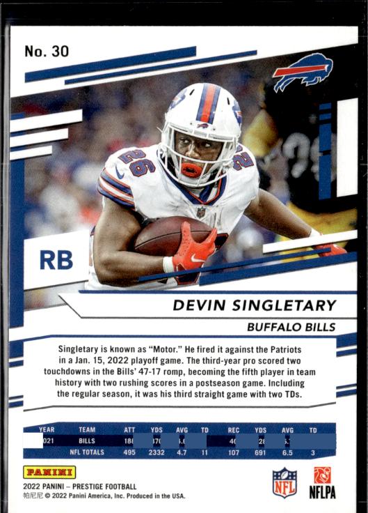 2022 Panini Prestige #30 Devin Singletary