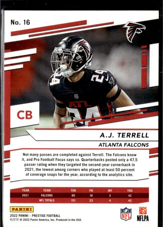 2022 Panini Prestige #16 A.J. Terrell