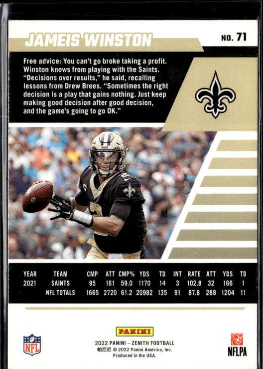 2022 Zenith #71 Jameis Winston Retail