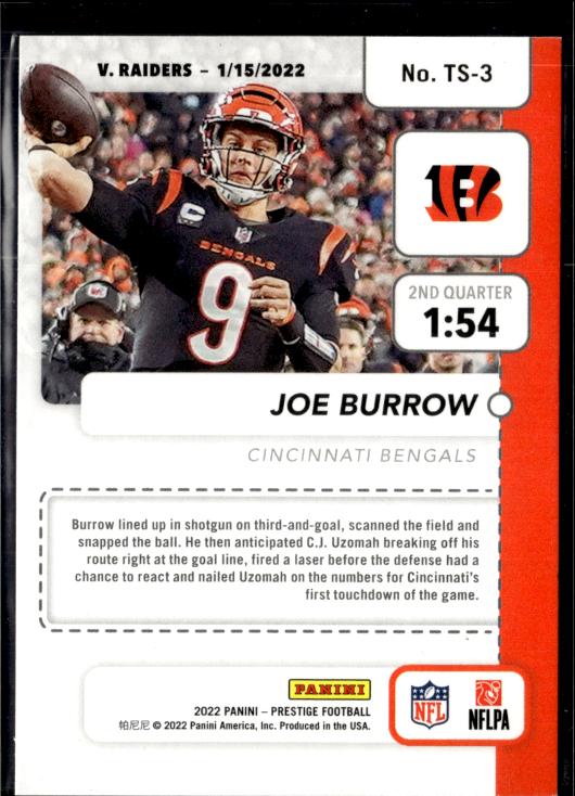 2022 Panini Prestige #TS-3 Joe Burrow Time Stamped