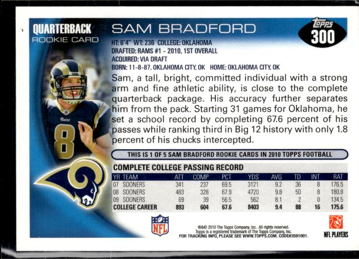2010 Topps #300 Sam Bradford