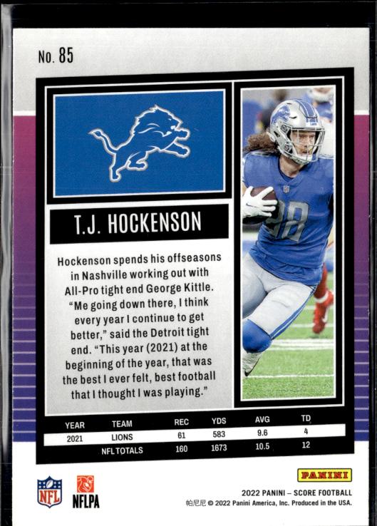 2022 Score #85 T.J. Hockenson