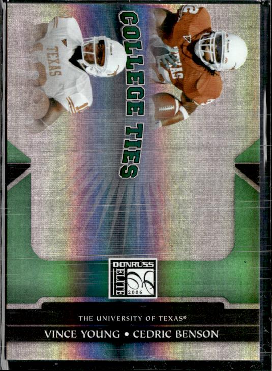 2006 Donruss Elite #CT-9 Cedric Benson / Vince Young College Ties Green #/1000