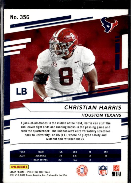 2022 Panini Prestige #356 Christian Harris Xtra Points Galaxy