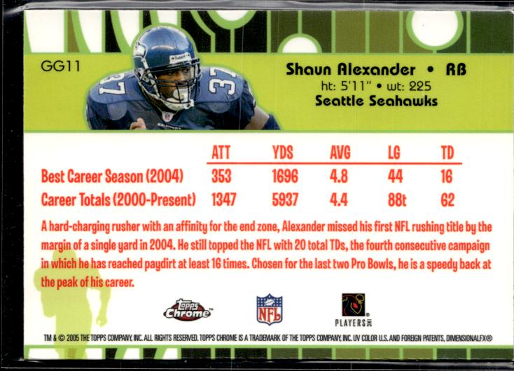 2005 Topps Chrome #GG11 Shaun Alexander Golden Anniversary Glistening Gold