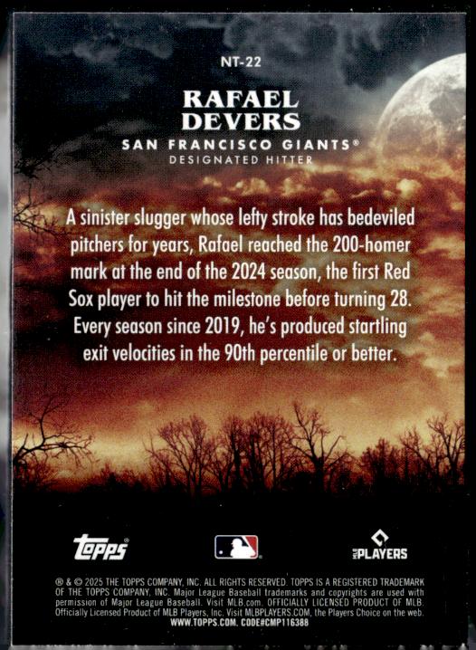 2025 Topps Update #NT-22 Rafael Devers Night Terrors