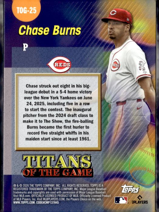2026 Topps #TOG-25 Chase Burns Titans of the Game