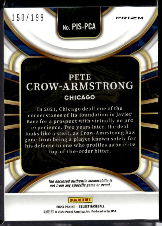 2023 Panini Select #PJS-PCA Pete Crow-Armstrong Rookie Jumbo Swatch #/199