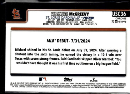 2025 Topps Chrome Update #USC36 Michael McGreevy Sepia Refractors