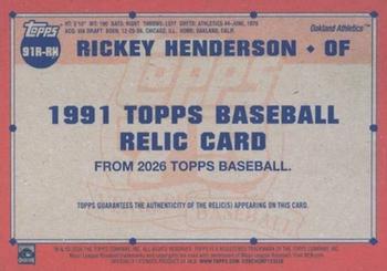 2026 Topps #91R-RH Rickey Henderson Topps Baseball 35th Anniversary Relics