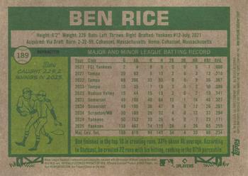 2026 Topps Heritage #189 Ben Rice Chrome Refractors