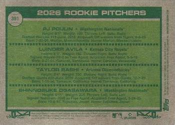 2026 Topps Heritage #391 2026 Rookie Pitchers Dark Yellow