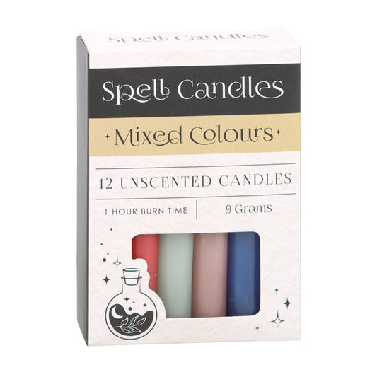 Spell Candles 12 Unscented Mixed Colors