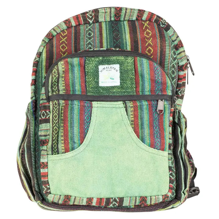 Green Striped Himalayan Hemp Backpack By Paths Of The Spirit